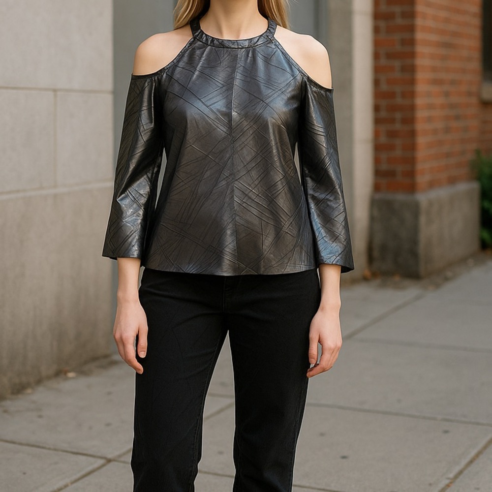 Black Cold Shoulder Women's Blouse